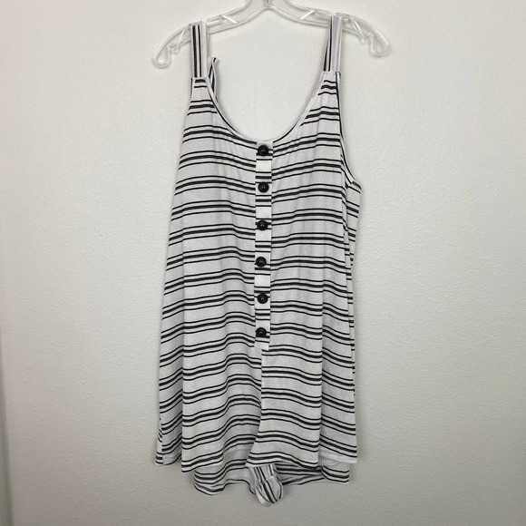ASOS Maternity Women's Size 10 Striped Button Front Overall Romper Black White - Picture 1 of 6